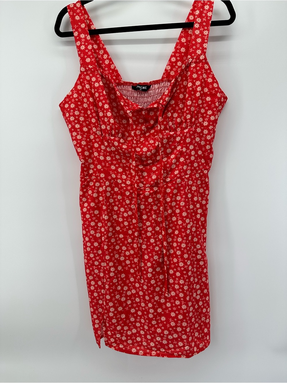 CHICME XL Red Floral Summer Romper Sundress With Built In Shorts